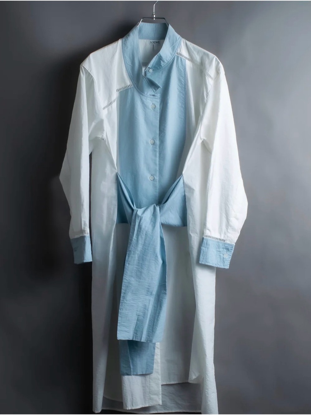 LOEWE Avant-Garde Asymmetric Longline Ribbon Shirt - Size 34 (Oversized)